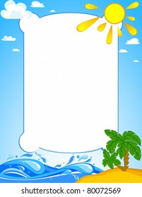 Vector blank with tropical palm on island