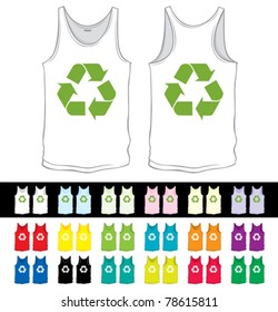 vector blank undershorts with recycling symbol of a different color isolated on white and black