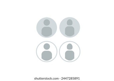 Vector blank user circles on white background.
