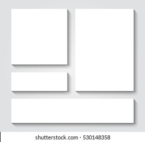 Vector blank white card templates, postcard, banner, brochure in different formats