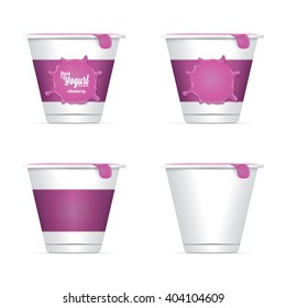 Vector Blank White Packaging Container for Yogurt. yogurt label or sticker set