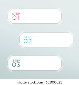Vector Blank White Paper Frame Steps 1 to 3