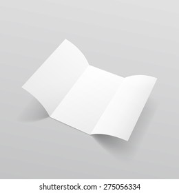 Vector Blank White Paper Trifold Brochure Leaflet Zigzag Folded Flyer