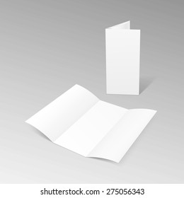 Vector Blank White Paper Trifold Brochure Leaflet Zigzag Folded Flyer