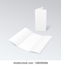 Vector Blank White Paper Trifold Brochure Leaflet Zigzag Folded Flyer