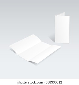 Vector Blank White Paper Tri-fold Brochure Leaflet Zigzag Folded Flyer