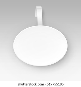 Vector Blank White Round Oval Papper Plastic Advertising Price Wobbler Isolated on Background