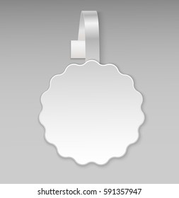 Vector blank  white round shape paper plastic advertising shop price wobbler front view. Stickers for your best new goods offers, best choice, number one, hot price, quality. Vector illustration.
