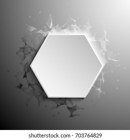 Vector blank white square button with shadow. 3D paper buttons. Tech style