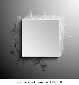 Vector blank white square button with shadow. 3D paper buttons. Tech style