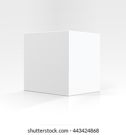 Vector Blank White Square Carton box in Perspective for package design Close up Isolated on White Background