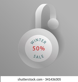 Vector blank wobbler mockup with transparent strip.Template for your hanging shelf tag design.Winter sale design for presentation.
