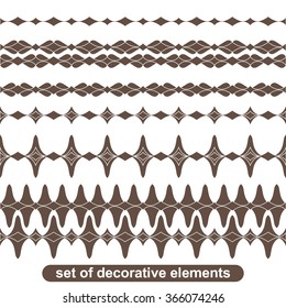Vector blanks for frames, graphic design elements - page divider line set. Vector art brushes. Pattern border pack.