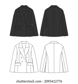 Vector Blazer Black and White Sleeves Streetwear Fashion Illustration Design Commercial Use