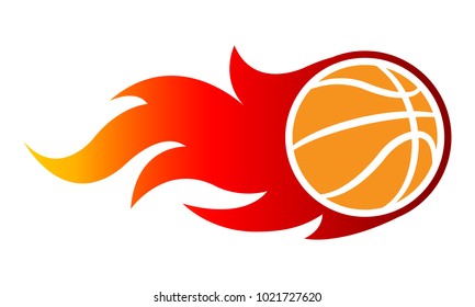 Vector blazing basketball ball with classic flames. Ideal for stickers, decals, sport logo design and any kind of decoration.