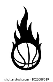 Vector blazing basketball ball silhouette with classic flames. Ideal for stickers, decals, sport logo design and any kind of decoration.