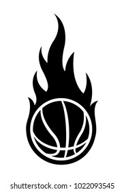 Vector blazing basketball ball silhouette with classic flames. Ideal for stickers, decals, sport logo design and any kind of decoration.