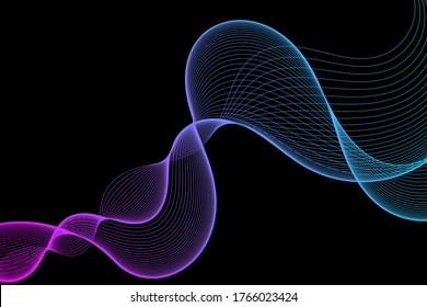 Vector blended lines or waves background with gradient colors