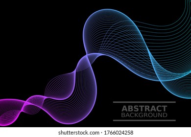 Vector blended lines or waves background with gradient colors