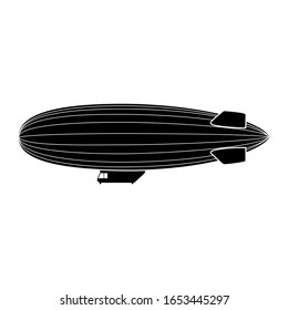 Vector Blimp Aircraft. Airship, Dirigible Balloon Side View. Vector Illustration.