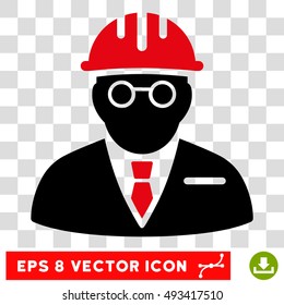 Vector Blind Engineer EPS vector icon. Illustration style is flat iconic bicolor intensive red and black symbol on a transparent background.