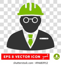 Vector Blind Engineer EPS vector pictograph. Illustration style is flat iconic bicolor eco green and gray symbol on a transparent background.