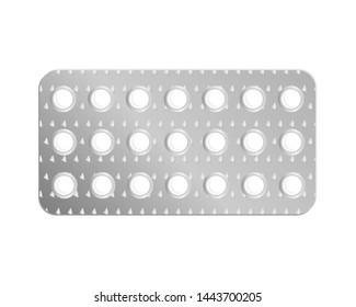 Vector blister pack of pills. Medical drugs. Square tablets packaging.