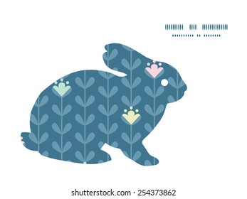 Vector blloming vines stripes bunny rabbit silhouette Easter frame