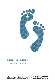 Vector blloming vines stripes footprints silhouettes pattern frame