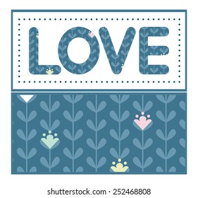 Vector blloming vines stripes love text frame pattern invitation greeting card template