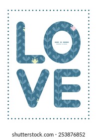 Vector blloming vines stripes love text frame pattern invitation greeting card template