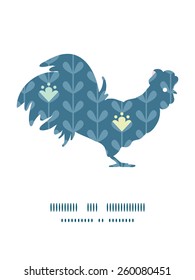 Vector blloming vines stripes rooster silhouette Easter frame