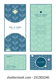 Vector blloming vines stripes vertical frame pattern invitation greeting, RSVP and thank you cards set