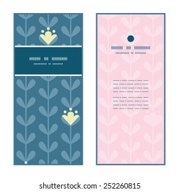 Vector blloming vines stripes vertical frame pattern invitation greeting cards set