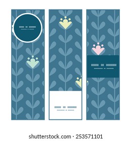 Vector blloming vines stripes vertical banners set pattern background