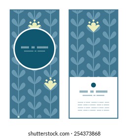 Vector blloming vines stripes vertical round frame pattern invitation greeting cards set