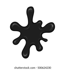 Vector blob of ink or oil. Splattered stain of paint, splash, drop black liquid. Design element for banner. Abstract vector illustration with splatter and blot isolated on white background.