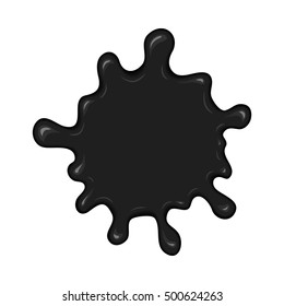Vector blob of ink or oil. Splattered stain of paint, splash, drop black liquid. Design element for banner. Abstract vector illustration with splatter and blot isolated on white background.