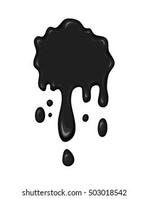 Vector blob of ink or oil. Splattered stain of paint, splash, drop black liquid. Design element for banner. Abstract vector illustration with splatter and blot isolated on white background.