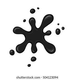 Vector blob of ink or oil. Splattered stain of paint, splash, drop black liquid. Design element for banner. Abstract vector illustration with splatter and blot isolated on white background.