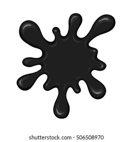 Vector blob of ink or oil. Splattered stain of paint, splash, drop black liquid. Design element for banner. Abstract vector illustration with splatter and blot isolated on white background.