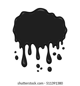 Vector blob of ink or oil. Splattered stain of paint, splash, drop black liquid. Design element for banner. Abstract vector illustration with splatter and blot isolated on white background.