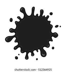 Vector blob of ink or oil. Splattered stain of paint, splash, drop black liquid. Design element for banner. Abstract vector illustration with splatter and blot isolated on white background.