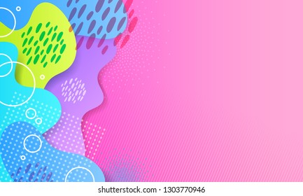 Vector blobs abstract background. Colorful liquid shapes and geometric lines and circles. Cover, poster, flyer template.