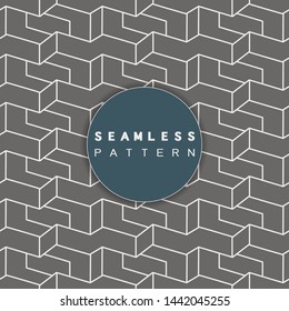 Vector block outline geometric seamless pattern with retro style for textiles, book cover design, website, wallpaper, packaging, corporate background.