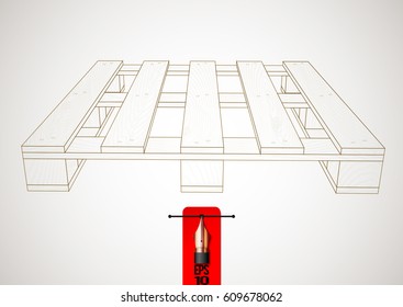 Vector block pallet outline sketch illustration