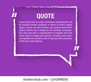 Vector block quote.Quote text template. Vector frame for text
