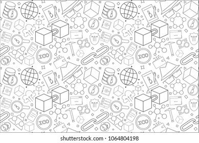 Vector Blockchain Pattern. Blockchain Seamless Background