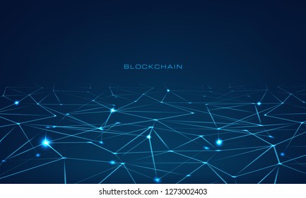 Vector blockchain technology concept block chain database data cryptocurrency business digital finance bitcoin network currency crypto money security mining background in dark colors