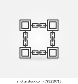 Vector Blockchain Technology Square Icon Or Logo Element In Thin Line Style